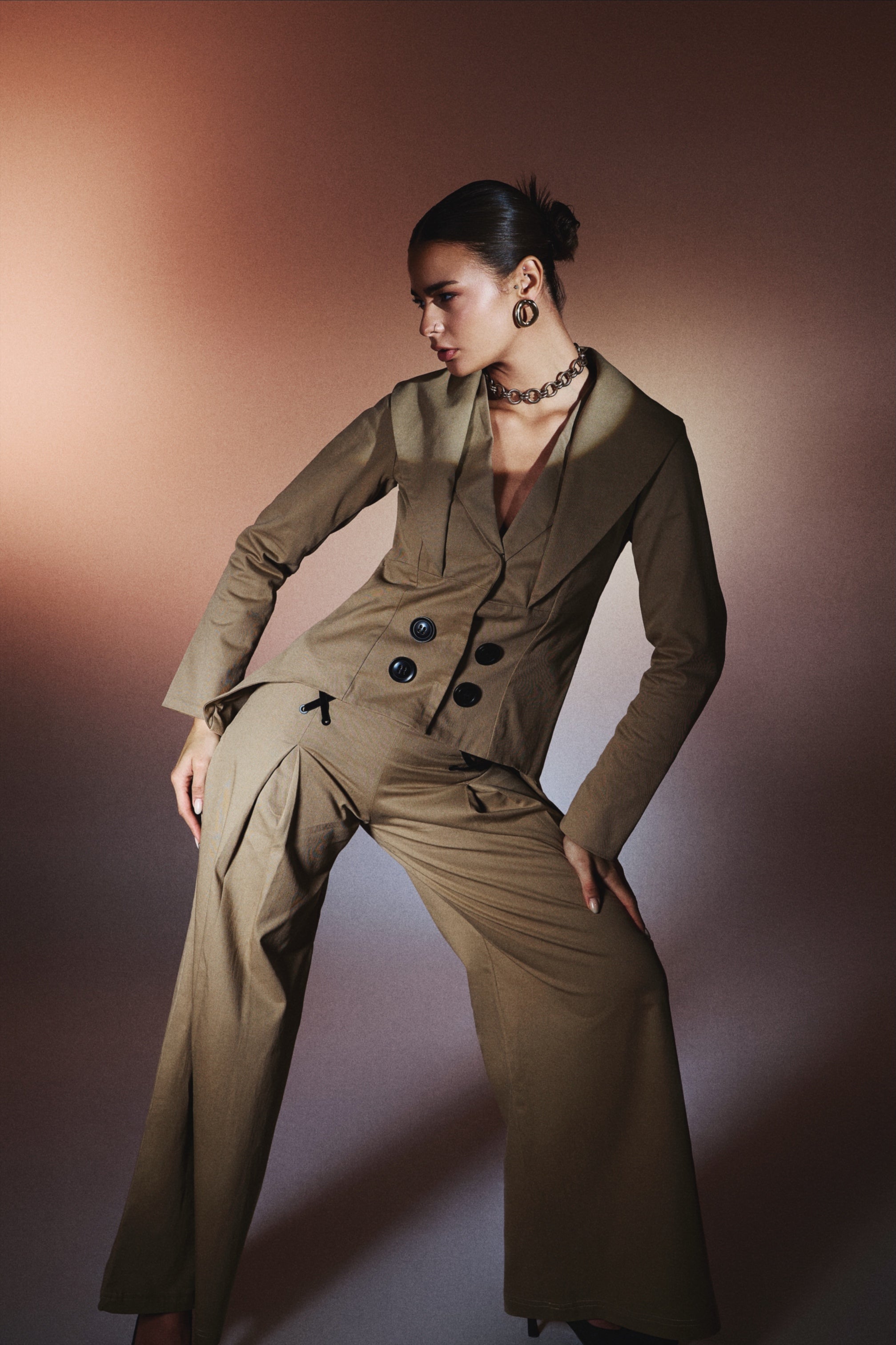 FYH Gabardine Jacket with Cross Back Detail