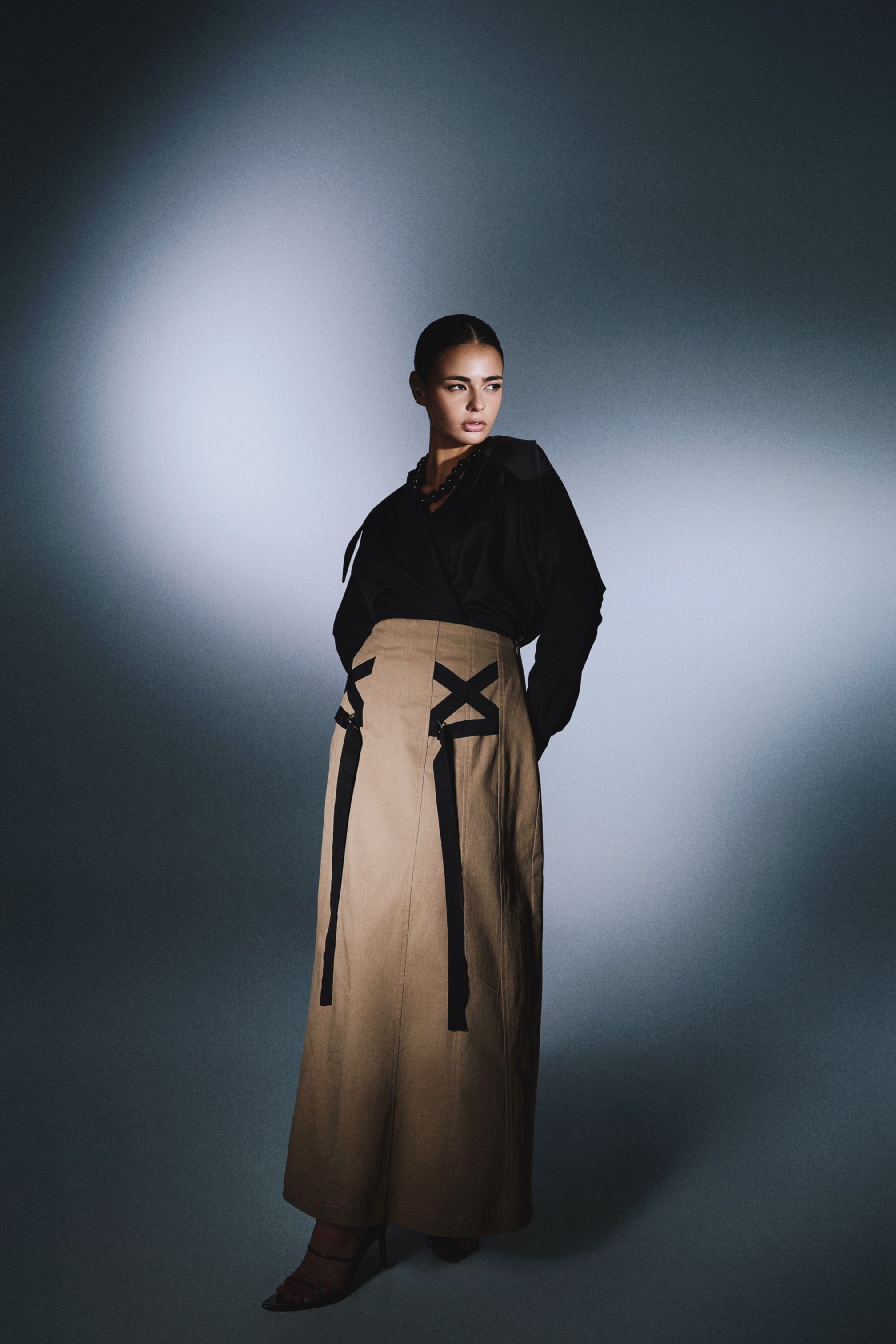 The Contrast Ribbon Gabardine Skirt