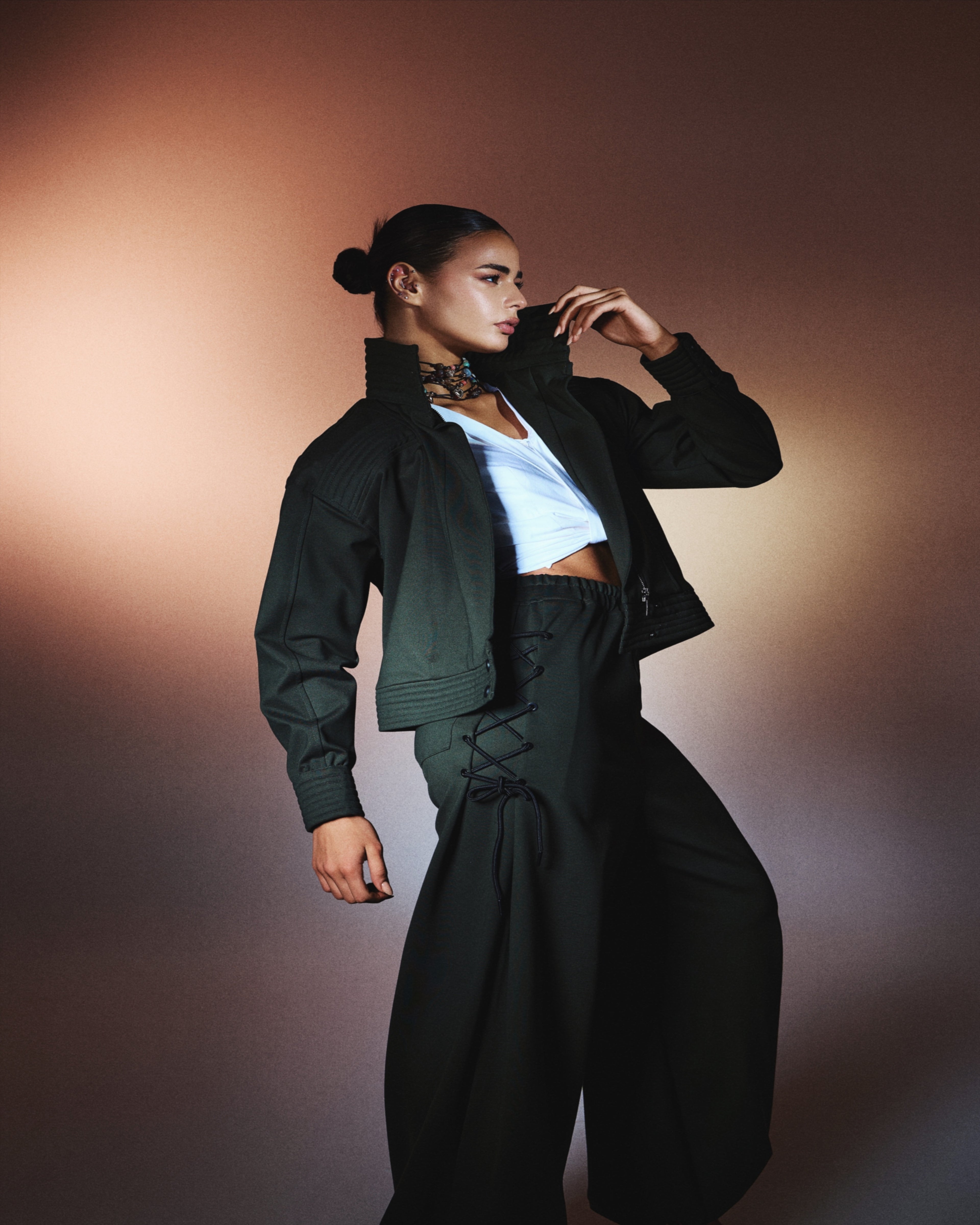 FYH Bordo Statement Jacket with Ribbon Cross Back